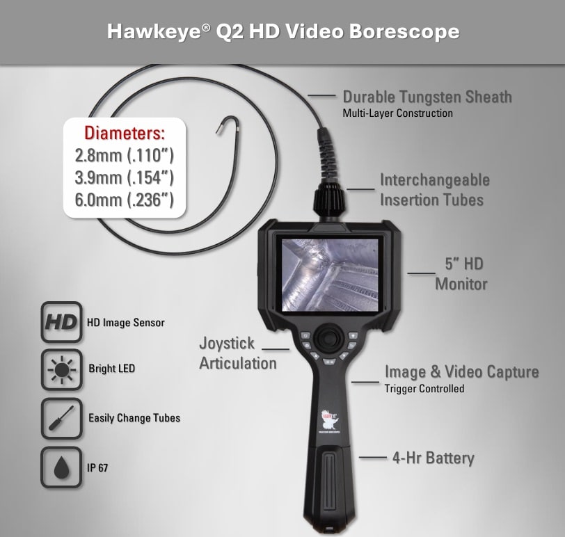 Hawkeye® Q2 HD Video Borescopes