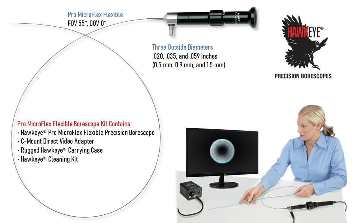 Hawkeye® MicroFlex Flexible Borescopes 0.5mm 0.9mm 1.5mm