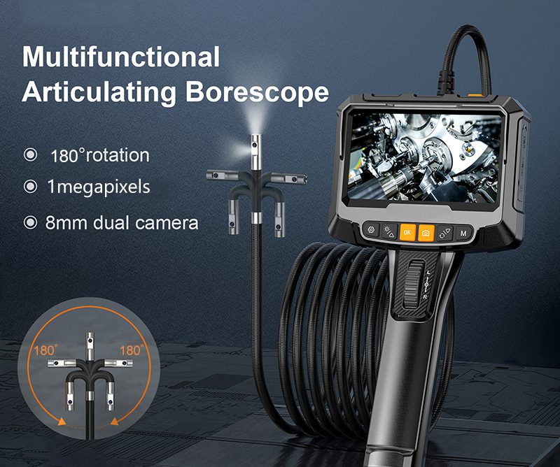 E5S Series 5" ISP HD Video Borescope 2-way Articulation