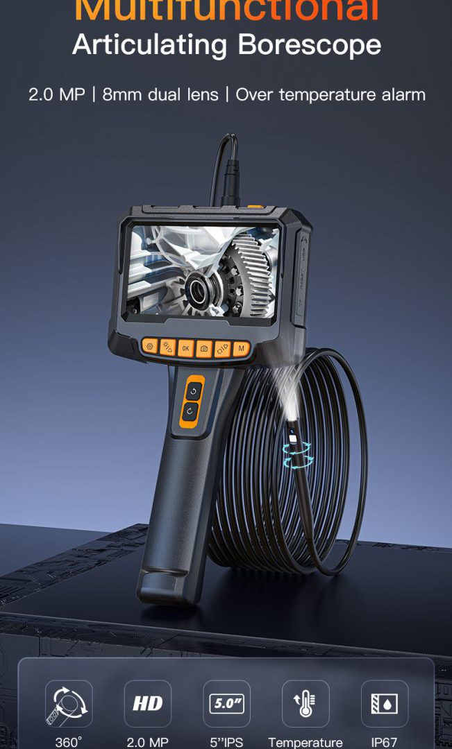 EP5 Series 5" HD Dual-View Video Borescope 360° Horizontal Rotation Camera